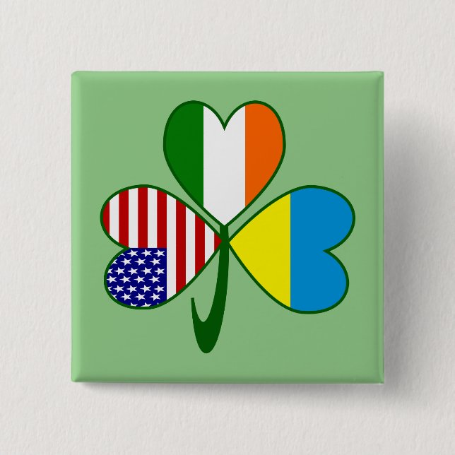 Ukraine USA Ireland Shamrock Flag 15 Cm Square Badge (Front)