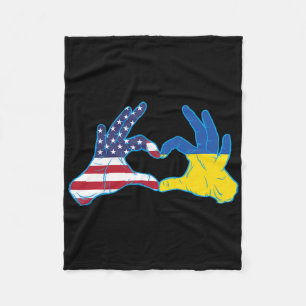 Ukraine Usa Pride - Proud Ukrainian American Fleece Blanket