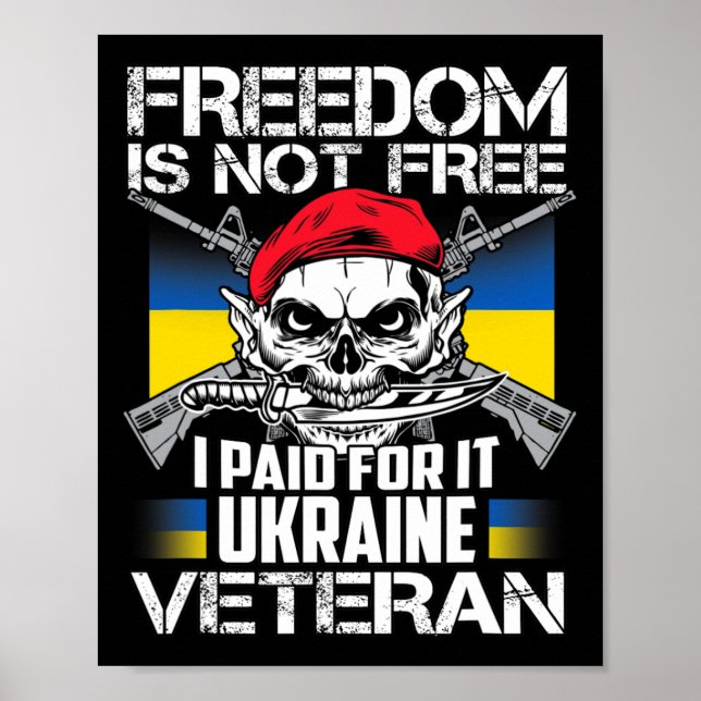 Ukraine Veteran Support Ukraine Map Flag Pride Blu Poster (Front)