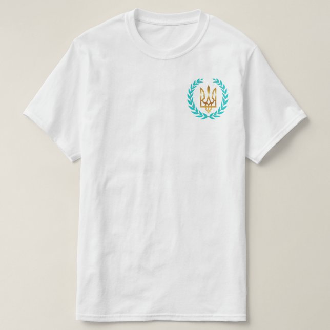 Ukraine Victory T-Shirt with Laurel Wreath (Design Front)