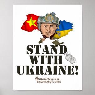 Ukraine Vietnam Flags Selenskyj Stand With Ukraine Poster