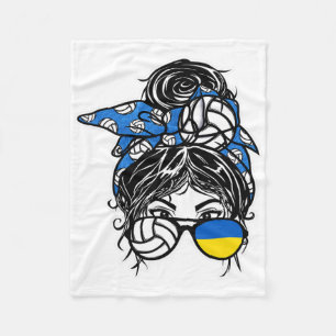 Ukraine Volleyll Lovers Messy Bun Hair Girl Ukrain Fleece Blanket
