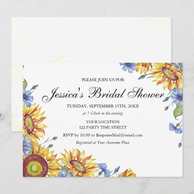 Ukraine Watercolor Bridal Shower Invitation (Front/Back)