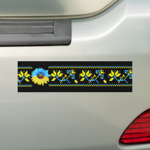 Ukraine watercolor sunflower blue yellow flag bumper sticker