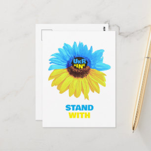 Ukraine watercolor sunflower blue yellow flag postcard