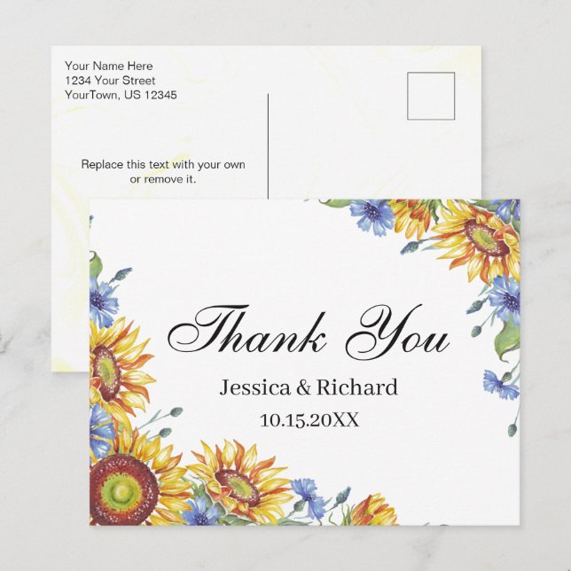 Ukraine Watercolor Thank You Postcard (Front/Back)