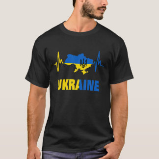 Ukraine With Flag Heartbeat Ukraine Ukrainian Flag T-Shirt
