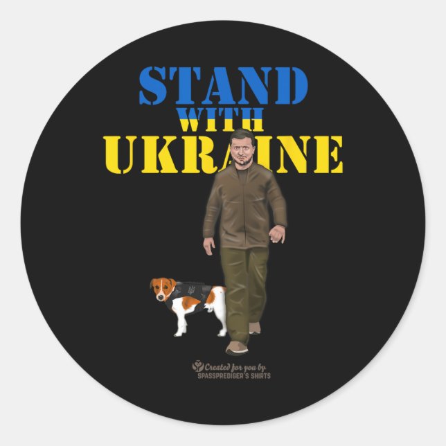 Ukraine Wolodymyr Selenskyj Patron Stand With Ukra Classic Round Sticker (Front)