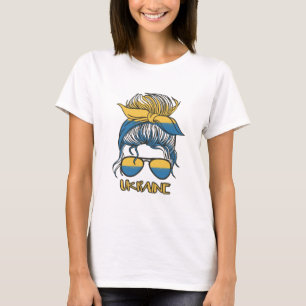 Ukraine Woman Blue and Yellow T-Shirt