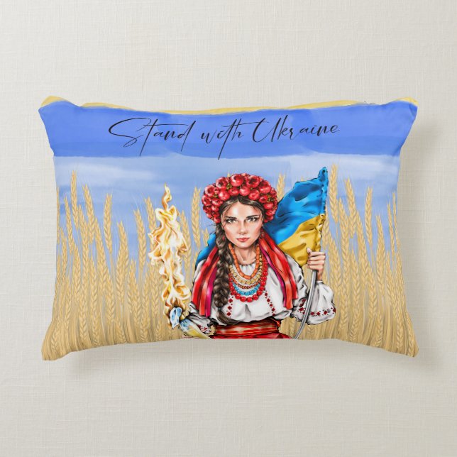 Ukraine Woman Support Drawstring Bag Notebook Door Decorative Cushion (Front)