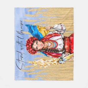 Ukraine Woman Support Drawstring Bag Notebook Door Fleece Blanket