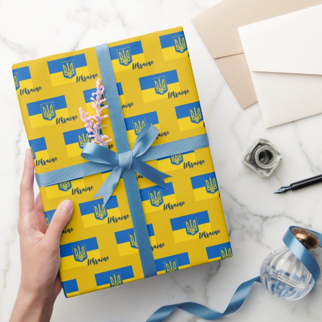 Ukraine Wrapping Paper, Ukrainian Flag patriotic Wrapping Paper (Gifting)