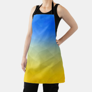 Ukraine yellow blue geometric mesh pattern apron