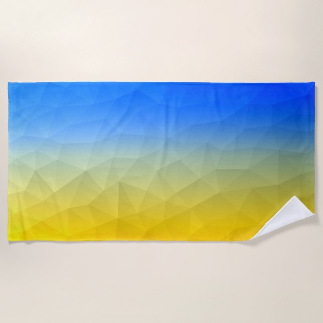 Ukraine yellow blue geometric mesh pattern beach towel (Front)