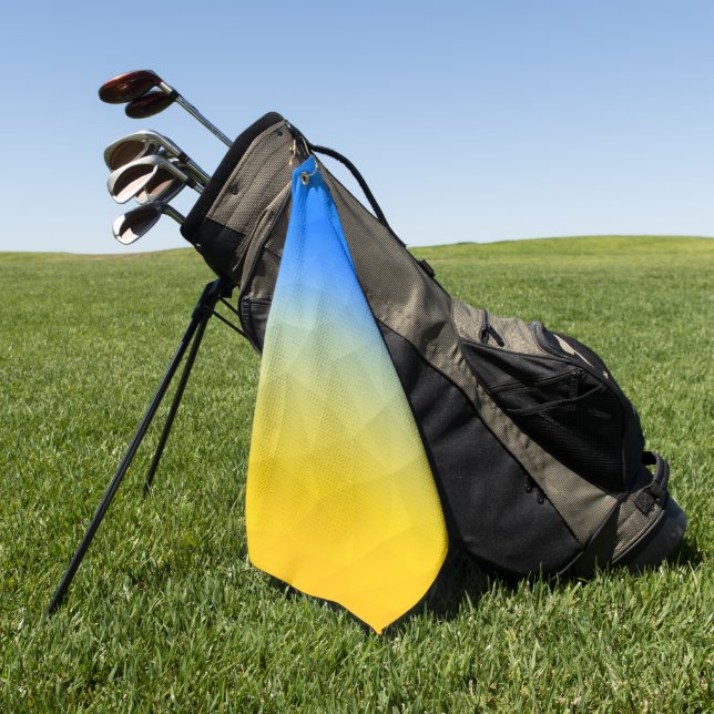 Ukraine yellow blue geometric mesh pattern golf towel (Green)