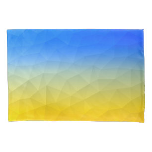 Ukraine yellow blue geometric mesh pattern pillowcase