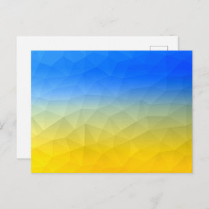 Ukraine yellow blue geometric mesh pattern postcard