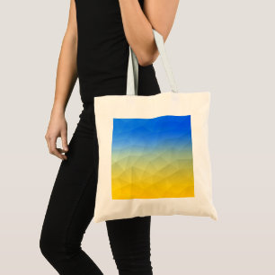 Ukraine yellow blue geometric mesh pattern tote bag