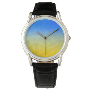 Ukraine yellow blue geometric mesh pattern watch