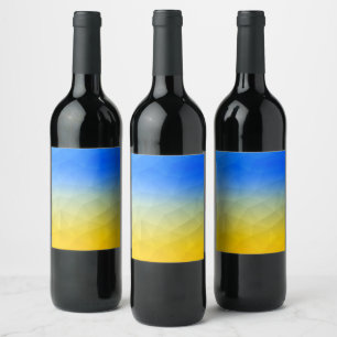 Ukraine yellow blue geometric mesh pattern wine label