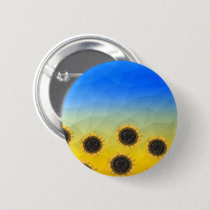 Ukraine yellow blue geometry mesh pattern Flowers 6 Cm Round Badge