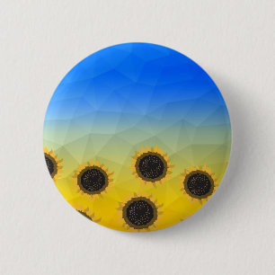 Ukraine yellow blue geometry mesh pattern Flowers 6 Cm Round Badge