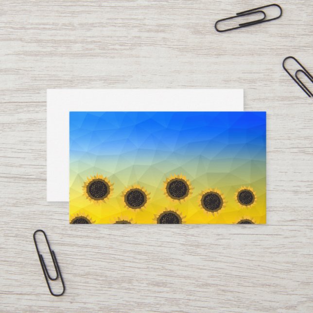 Ukraine yellow blue geometry mesh pattern Flowers Business Card (Front/Back In Situ)
