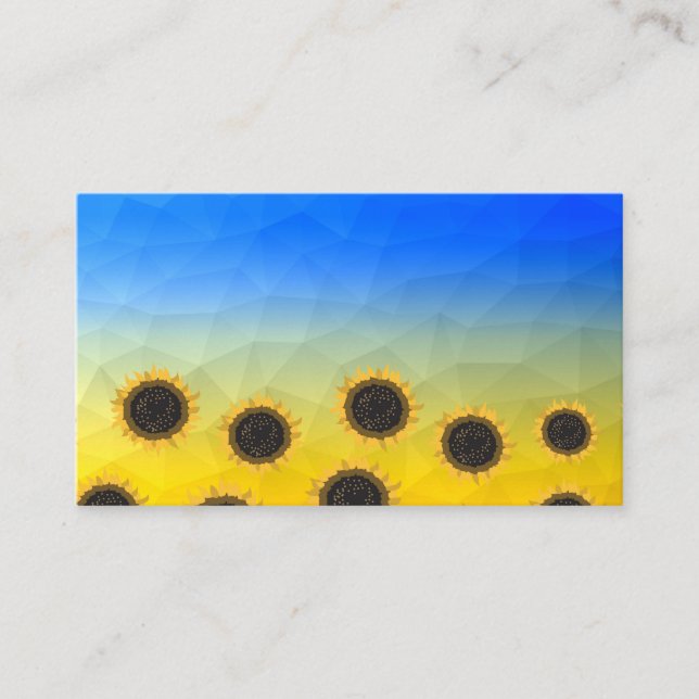 Ukraine yellow blue geometry mesh pattern Flowers Business Card (Front)