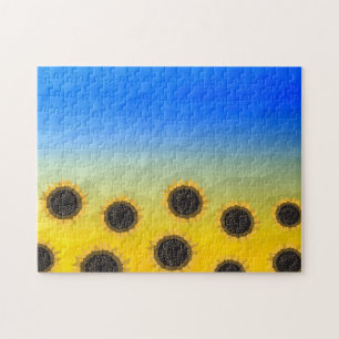 Ukraine yellow blue geometry mesh pattern Flowers Jigsaw Puzzle