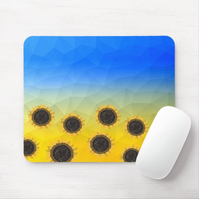 Ukraine yellow blue geometry mesh pattern Flowers Mouse Mat (With Mouse)
