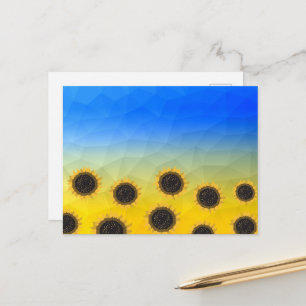 Ukraine yellow blue geometry mesh pattern Flowers Postcard