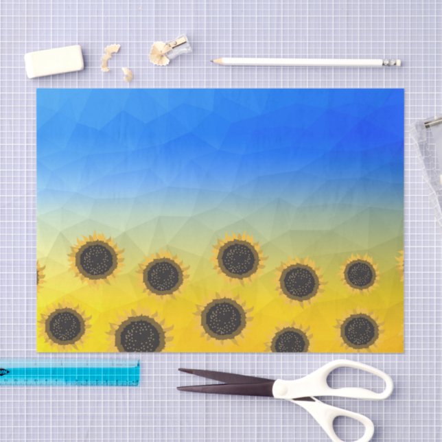 Ukraine yellow blue geometry mesh pattern Flowers Tissue Paper (Craft)
