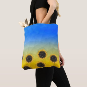 Ukraine yellow blue geometry mesh pattern Flowers Tote Bag