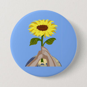 Ukraine " yellow blue" peace sunflower colourful 7.5 cm round badge