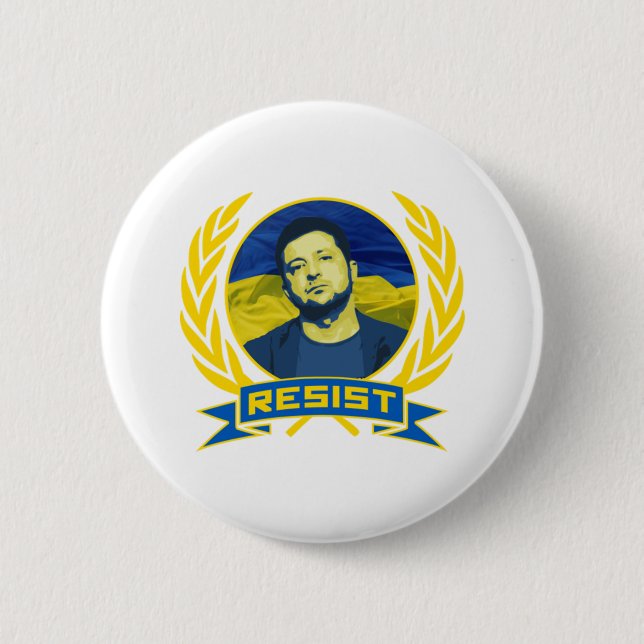 Ukraine Zelensky Resist 6 Cm Round Badge (Front)
