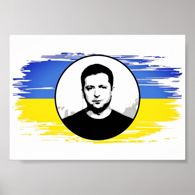 Ukraine Zelenskyy blue yellow flag Poster (Front)