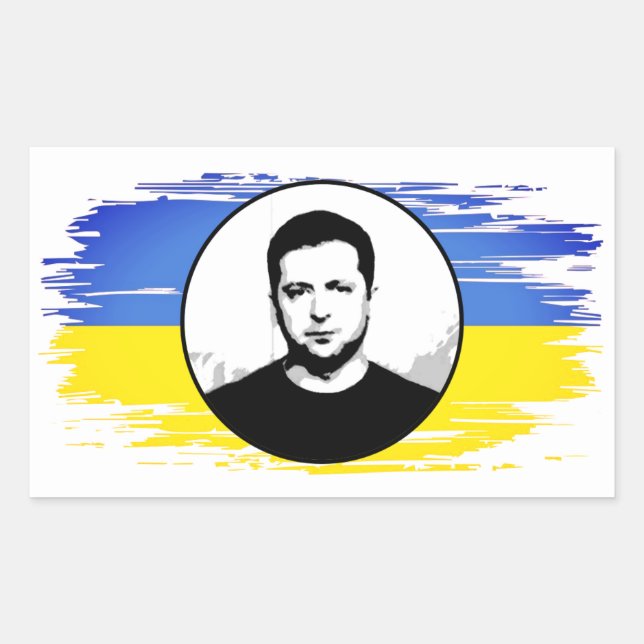 Ukraine Zelenskyy blue yellow flag Rectangular Sticker (Front)