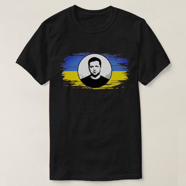 Ukraine Zelenskyy blue yellow flag T-Shirt (Design Front)