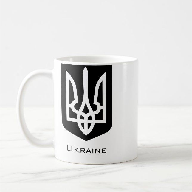 Ukraine's Tryzub Contemporary Graphic Emblem Coffee Mug (Left)