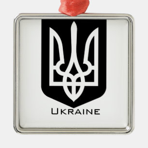 Ukraine's Tryzub Contemporary Graphic Emblem Metal Tree Decoration