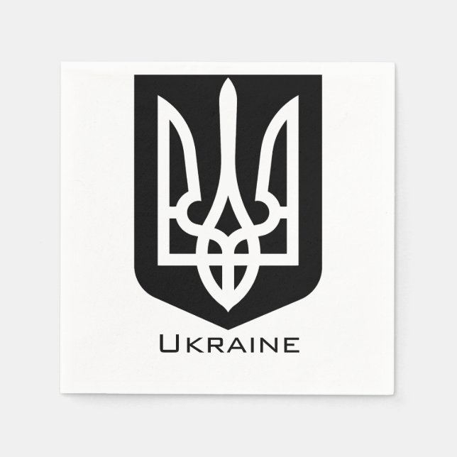 Ukraine's Tryzub Contemporary Graphic Emblem Napkin (Front)