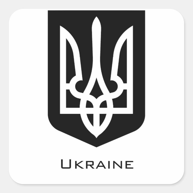 Ukraine's Tryzub Contemporary Graphic Emblem Square Sticker (Front)