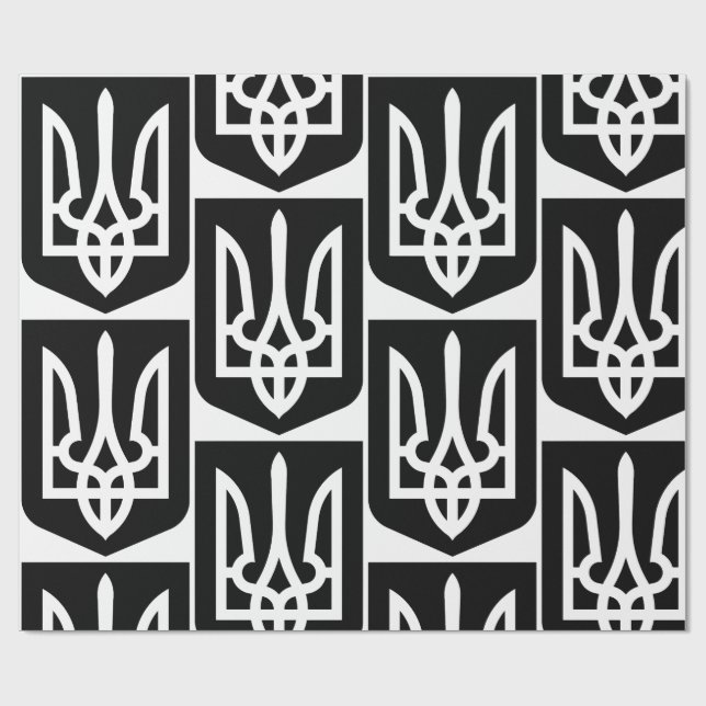 Ukraine's Tryzub Contemporary Graphic Emblem Wrapping Paper (Flat)