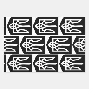 Ukraine's Tryzub Contemporary Graphic Emblem Wrapping Paper Sheet