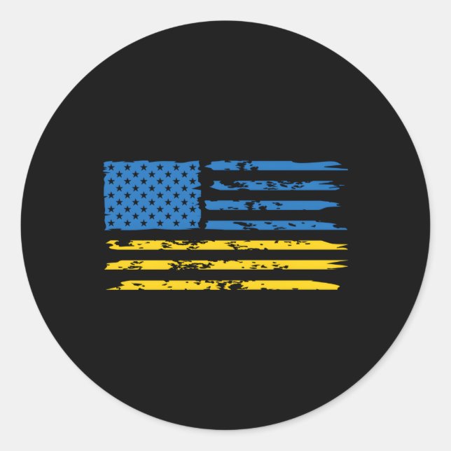 Ukrainian American Flag America Usa Ukraine Indepe Classic Round Sticker (Front)