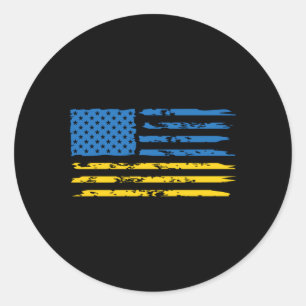 Ukrainian American Flag America Usa Ukraine Indepe Classic Round Sticker