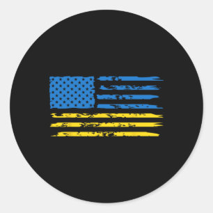 Ukrainian American Flag America Usa Ukraine Indepe Classic Round Sticker