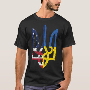 Ukrainian American Flag Symbol Love Support Us Ukr T-Shirt