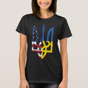 Ukrainian American Flag Symbol Love Support Us Ukr T-Shirt