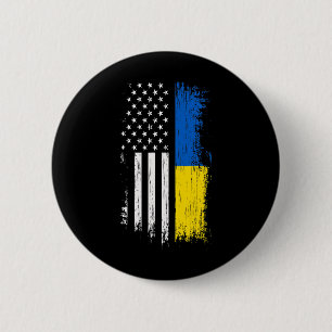 Ukrainian American Flag T Shirt - Pride Ukraine Us 6 Cm Round Badge